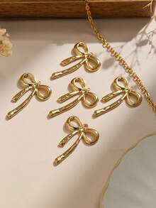 3pcs/Pack 304 Stainless Steel Bow Ribbon DIY Pendant Jewelry Earring Accessories, Elegant Bowknot Pendant Suitable For Rhinestone Inlay