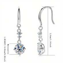 LOVESSOM Một đôi bông tai móc tua rua bằng bạc Sterling 925 gắn đá Moissanite, 1 carat x 2, thời trang, sang trọng tinh tế, thanh lịch, cao cấp và có họa tiết, thích hợp để đeo hàng ngày, dự tiệc và đi dự tiệc. - 1 carat + 1 carat - Xem 6