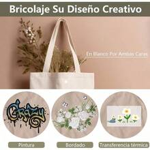 Bolsas Tote Bag Ecolgicas de Manta Cruda, Bolsa Reutilizable para Pintar y Personalizar, Robusto y Duradero, Bolsas de Lona para el trabajo, viajes y compras - 20 + 40 x 35 x 10 cm - Ver 5