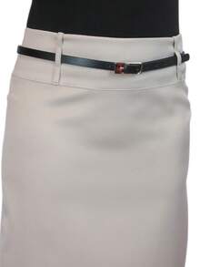 Paulo Due Stretch Satin Pencil Skirt - Beige - View 4
