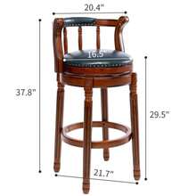 Cow Top Leather Wooden Bar Stools, 360 Degree Swivel Bar Chair With Backs,Bar Height Couner Height Barstools For Home Kitchen Dining Room And Bar Room - Black - View 9