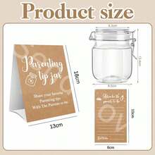 复古主题婴儿派对游戏套装，包含建议卡、罐子和标牌，适用于婴儿派对、新手父母小贴士罐和标牌