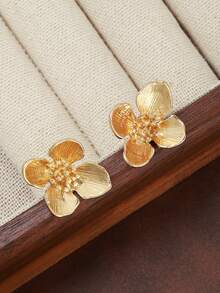 1 pereche de cercei florali delicati, casual și versatili, stil coreean/japonez - Aur 6 - Vizualizare 5