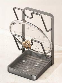 1个立式锅盖架，多功能砧板和锅盖收纳架，厨房台面储物架，适用于存放砧板、锅盖、刀具和其他厨房配件