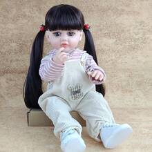 55cm/22 Inch Adorable Soft Vinyl Simulation Doll Long Hair DIY Hairstyle Lifelike Reborn Dolls Dress Up Game Accompanied Toys Birthday Present