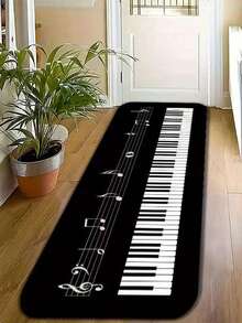 1件装钢琴键盘音乐符号长地毯，文艺音乐风格走廊地垫，音乐爱好者的家居装饰长地毯，走廊艺术地垫，家居装饰长地毯，家居装饰地毯，走廊地毯，充满艺术和历史韵味的背景地毯，长地毯，浴室地垫，床边沙发地垫，厨房地垫，可机洗室内装饰地毯，适用于浴室、浴缸、走廊、阳台、卧室、入口处。 - 彩色 - 查看 2