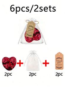 15pcs/Set Wedding Favours Transparent Organza Bags + Heart-Shaped Pink Folding Mirror + Thank You Card Wedding Celebrations, Parties, Birthdays, Christenings, Anniversary Gifts Gift Bag Set - Multicolor - View 5