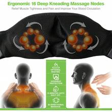 Masajeador de Espalda Masajeador de Cuello, Masajeador de Espalda y hombros con Calor, Masaje Cuello  con 3 Velocidades, Masajeador Eléctrico para Hombros, Piernas, Pies, alivio del dolor Muscular Corporal, Regalos para Mamá y Papá - Negro1 - Ver 3