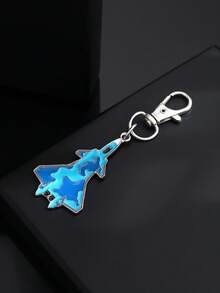 1pc Fashion New Drip Oil Airplane Fighter Shaped Keychain Keyring Pendant Accessory, Suitable For Men And Women Car Key, Bag Decoration And Gift - Silver - View 6