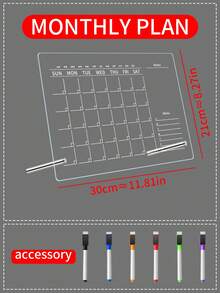 1pc Acrylic 2-Hole Desktop Memo Board (Includes 6 Whiteboard Markers), Erasable Office Memo Board, Minimalist Home Message Board, Work Week Planner, Transparent Display Board