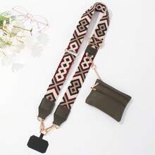 Crossbody Phone Strap With Zippered Pouch,Clip And Go Phone Charm With Wallet, Adjustable Smartphone Lanyard Wrist Strap - 肩帶-05款-04墨綠色 - 查看 3