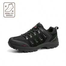 Men's Waterproof Hiking Shoes Leather Low-Top Hiking Shoes For Outdoor Trailing Trekking Camping Walking - 黑色 - 查看 1