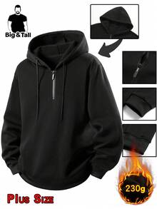 Plus Size Halloween Costume For Autumn And Winter, Plus Size Men's Thin Fleece Hooded Sweatshirt, Thick And Warm, Loose And Casual Sports Top, Jacket, Base Coat, Fashionable Sweatshirt