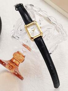 1 szt. zabytkowy kwadratowy luksusowy modny zegarek na co dzień dla kobiet - Złoto - Zobacz 9