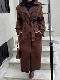 Seelio Höst/Vinter Ny Dammode Klassisk Dubbelknäppt Vindjacka Ylle Överrock