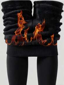 Women's Winter Thermal Leggings - High Waist Slim Fit Warm Leggings, Multi - Color Cold - Proof Base Layer Pants, Fashionable Slimming Leggings For Women - 黑色 - 查看 6