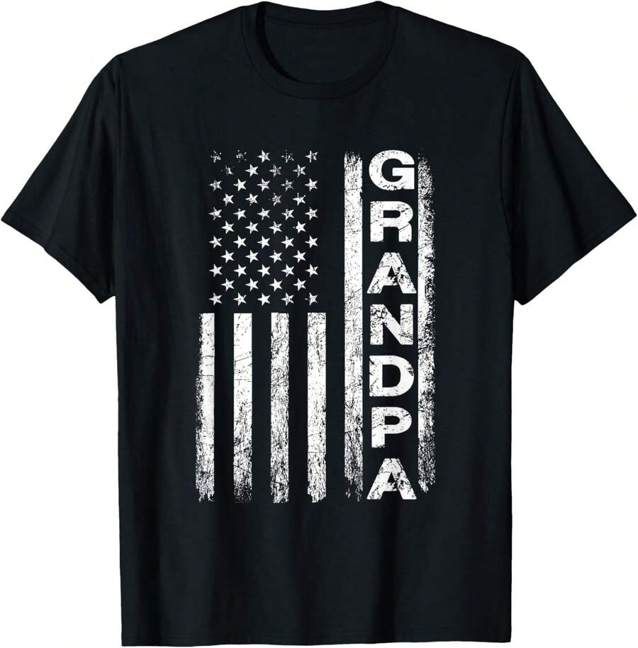 Camiseta de abuelo con bandera americana vintage para el Día del Padre 4 de julio - Negro - Ver 1