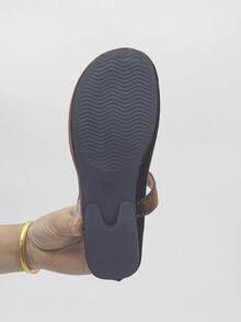 Dép bệt đế bằng gót thấp mũi vuông dáng rộng cho nữ, màu nâu đậm (nhung), giày thoải mái nhẹ nhàng hàng ngày, cỡ lớn EU 36-43. - Nâu sẫm (nhung) - Xem 9