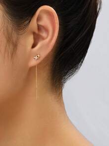 Nooxian 1对女士耳环，金色简约星爆铜质微镶嵌立方氧化锆奢华流苏耳环，耳钉首饰礼品 - 金黃色 - 查看 11