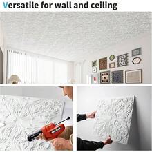Decorative Ceiling Tile 2x2, Lay In Ceiling Tile 24x24 Pack Of 12pcs Spanish Floral In Matt White - 24"x24" + White - View 6