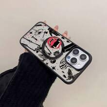 Funda para teléfono con diseño de esqueleto y labios, compatible con teléfonos ,  17,  16 Pro Max,  15 Pro Max,  13 y  12. Fabricada en TPU para una protección eficaz contra golpes y caídas. Un regalo original para familiares, amigos, seres queridos, parejas y para Halloween. - Negro - Ver 4