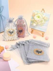 20个婚礼感谢礼品欧根纱袋，珠宝收纳袋，派对生日束口袋 - 彩色 - 查看 6