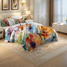 3 Pieces Full/Queen/King Size Quilt Set, Machine Washable, Lightweight Bedding Coverlet, Brushed Microfiber Quilt Cover, Warm Quilted Blanket Bedding Sets With Pillow Shams, Modern Style Thin Comforter, 2 Pieces Twin Quilt Set - 黃色 - 查看 9