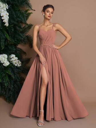 AOSHABABI 珊瑚橙色吊带可拆卸腰带长款晚礼服，V 领交叉设计凸显优雅曲线，适合各种正式场合，如音乐节、晚宴、婚礼宾客、节日派对、毕业典礼、鸡尾酒会、约会、度假以及伴娘礼服。