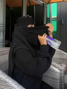 1pc Women's Muslim Composite Gauze Tie Bandana Face Mask, Comfortable Soft UV Protection Multipurpose Face Covering, Suitable For Daily Matching, Abaya+ - Multicolor - View 3