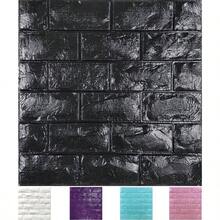 30PCS 3D Wall Panels Peel And Stick Faux Brick Wallpaper Pink Self Adhesive Foam Brick Paneling Faux Stone Wall Panels 30PCS, Pink - 11件套裝 + 黑色 - 查看 1