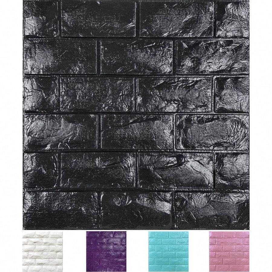 30PCS 3D Wall Panels Peel And Stick Faux Brick Wallpaper Pink Self Adhesive Foam Brick Paneling Faux Stone Wall Panels 30PCS, Pink - 11件套裝 + 黑色 - 查看 1