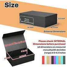 Black Gift Box 9.5x6x3'' Gift Boxes For Presents With Lids Magnetic Closure Rectangle Collapsible For Groomsman Proposal Box Wedding Christmas Halloween Birthday Gift Packging - Đen95x6x3Inch - Xem 2