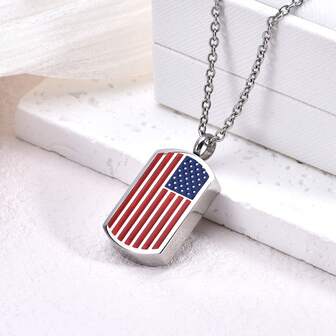 1件红蓝吊坠不锈钢项链，时尚不锈钢项链，骨灰盒首饰，不锈钢骨灰纪念项链，骨灰首饰，男女通用流行不锈钢项链