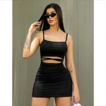 LUXS Vestido Feminino Midi Canelado Modelador Coladinho Glamour