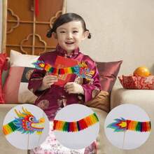 Chinese Style Paper Dragon, Handheld Decoration, New Year Handmade DIY Paper Dragon, Hard Paper Honeycomb Ball Pull Flower Paper Dragon, Can Dance Paper Dragon, Christmas, Valentine's Day, New Year Gift - Multicolor - View 5