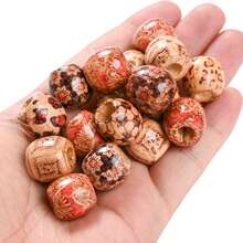 50/100 hạt gỗ Bohemian, hạt lỗ lớn họa tiết hoa cổ điển, thích hợp để trang trí nhà cửa, làm vòng tay, vòng cổ, móc khóa, móc điện thoại, phụ kiện túi xách và đồ thủ công - nâu đỏ - Xem 8