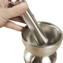 Stainless Steel Mortar And Pestle With Brush,Pill Crusher,Spice Grinder,Herb Bowl,Pesto Powder - Silver - View 6