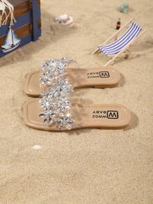 Kids' Fashionable Slippers, New Summer Design With Shiny Crystal Embellishment, Stylish & Convenient Children Beach Sandals - Clear - View 5