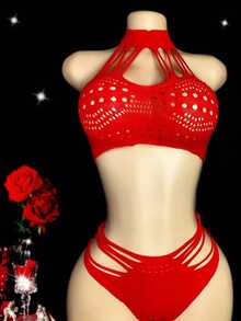 2 Conjuntos de Lencería Sexy, Sujetador y Pantie de Malla Semitransparente y Calado para Mujer, Lencería para Discoteca