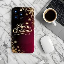 1PC Phone Case ,  Merry Christmas Gold Snowflake Pattern , Stylish Phone Case, Phone Decoration, All-around Lens Protection, Creative Small Gift, Funny Gift for Boys and Girls - Negro - Ver 6