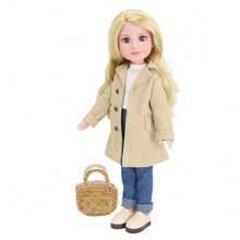 14-Inch Fully Vinyl Coated Girl Doll With Full Outfit And Woven Basket, Casual Style Doll With Smooth Long Hair And Blue Eyes, Cute Girl Toy, Christmas Gift For Friends - The Whole Doll - View 13