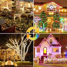 240 LED 88 pies Luces de cadena conectables para interiores y exteriores, luces blancas cálidas con efecto de parpadeo, con temporizador, para dormitorio, aula, boda, árbol, patio y decoración - Blanco cálido ⇋ Multicolor + 240 LED - Ver 5