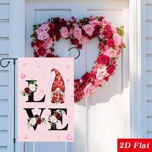 Bandera de jardín del Día de San Valentín de 12*18 pulgadas de doble cara para exteriores con corazón rústico vertical, estilo granja, decoración estacional festiva para el patio - Rojo - Ver 4
