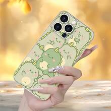 Bonita funda para teléfono Dino Friends Compatible con fundas para teléfonos   17  16 Pro Max  15 Pro Max  13 y  12 Fabricada en material TPU, proporciona protección contra golpes y caídas Es un gran regalo para familiares, amigos, novios, novias, otoño, Día de Muertos y Halloween - transparente - Ver 5