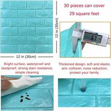 30PCS 3D Wall Panels Peel And Stick Faux Brick Wallpaper Pink Self Adhesive Foam Brick Paneling Faux Stone Wall Panels 30PCS, Pink - 30件+藍色 - 查看 5