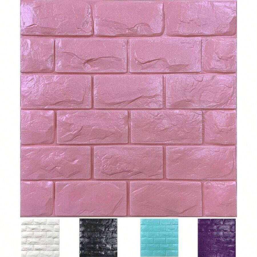 30PCS 3D Wall Panels Peel And Stick Faux Brick Wallpaper Pink Self Adhesive Foam Brick Paneling Faux Stone Wall Panels 30PCS, Pink - 30件裝+粉紅色 - 查看 1