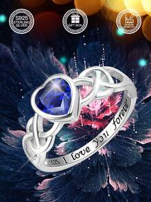 1 chiếc nhẫn nút thắt Celtic hình trái tim bằng bạc Sterling S925 đính đá Zirconia màu xanh lam, trang sức nữ, thích hợp để trang trí hàng ngày, trang trí lễ Phục sinh, trang trí lễ hội âm nhạc, quà tặng lễ Phục sinh, quà tặng Giáng sinh, quà tặng đám cưới, đi kèm hộp quà - Nhẫn zircon xanh hình trái tim - Xem 5