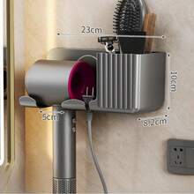 Modern Minimalist Style No-Nail No-Drill Bathroom Multi-Function Hair Dryer Storage Rack - Multicolor - View 8