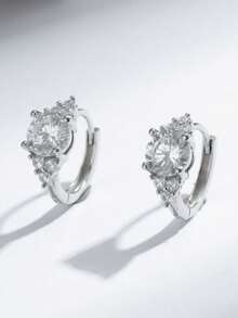 Classical Elegant Stud Earrings For Women Men Couple,5A Cubic Zirconia Stud Earrings,Retro And Unique Design,Classic Jewelry For Ladies Wife Groom,Christmas Thanksgiving Birthday New Year Gifts,Engagement Wedding Gifts For Couple Friend Bride - Silver - View 1