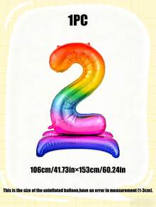 1pc 60-Inch Giant Standing Foil Number Balloon, Gold/Silver/Rainbow Color 0-9 Base Digit Balloons Suitable For Birthday Party, Anniversary, Event, Storefront Display, Family Gathering Decoration - Multicolor - View 21
